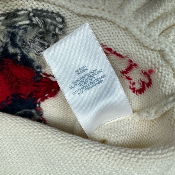 Ralph Lauren Knit Bear Peplum Long Sleeve Sweater Top in Cream Size 6M - Picture 8 of 8